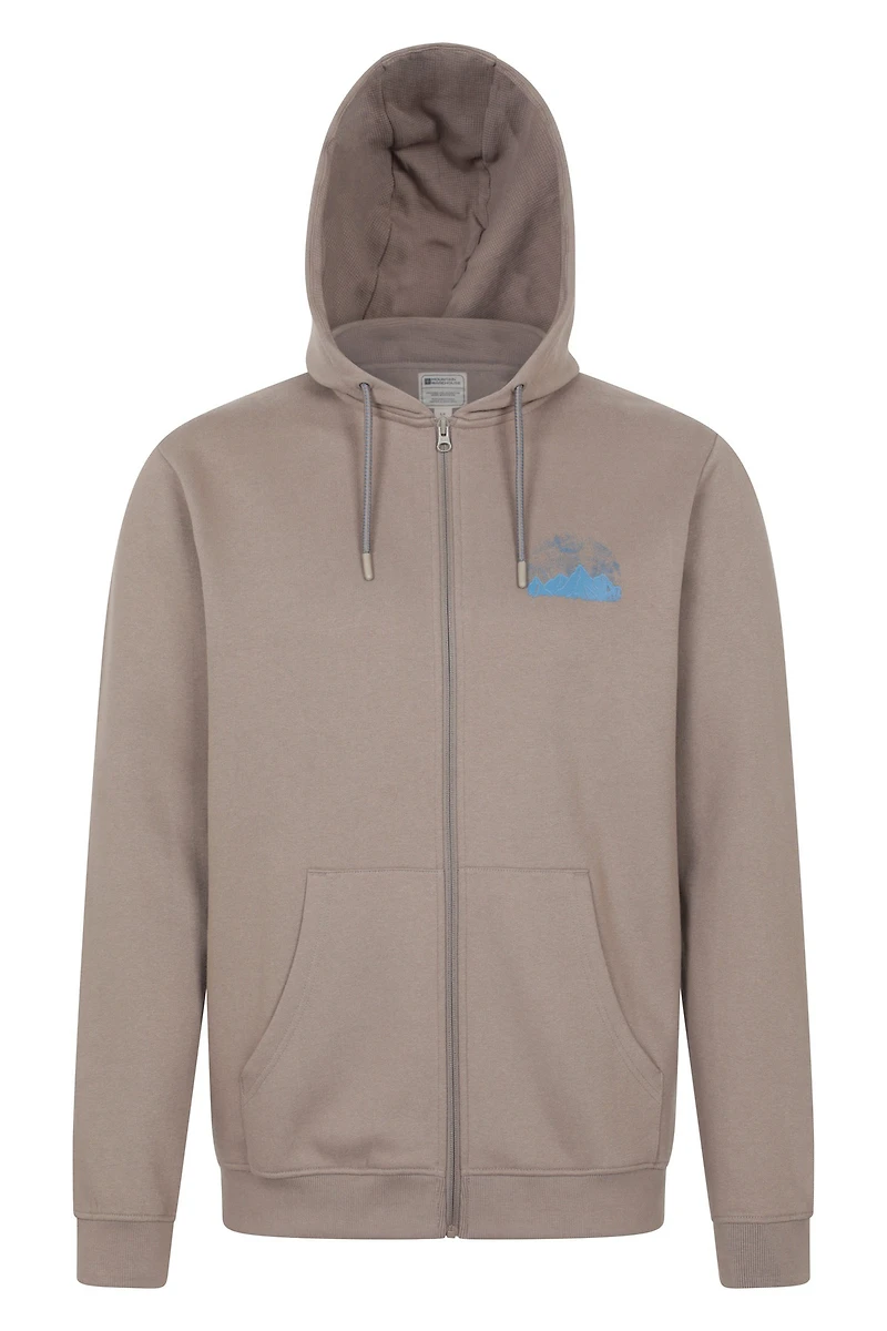Texture Mountain Graphic Mens Full Zip Hoodie