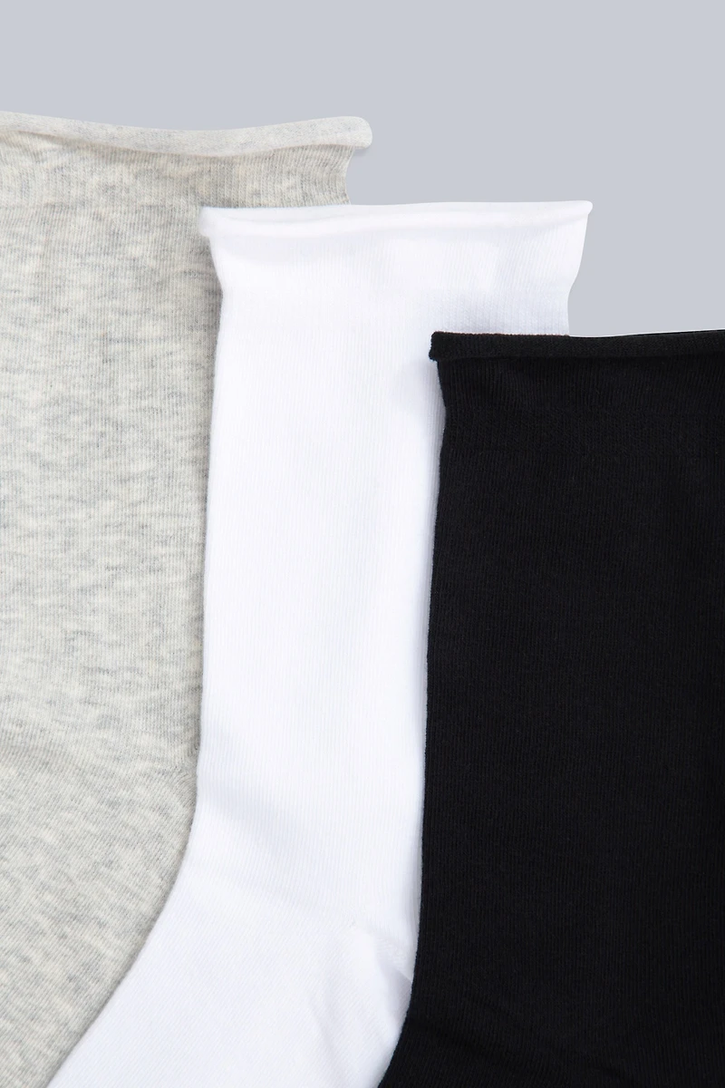 Isla Womens Roll Hem Mid Calf Socks- 3 Packs
