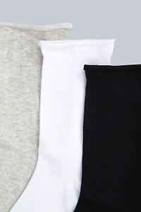Isla Womens Roll Hem Mid Calf Socks- 3 Packs