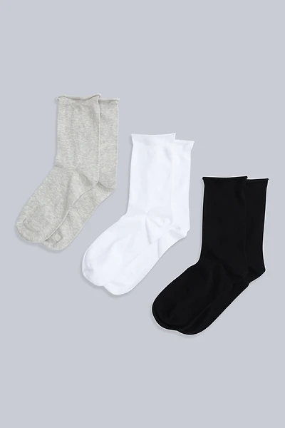 Isla Womens Roll Hem Mid Calf Socks- 3 Packs