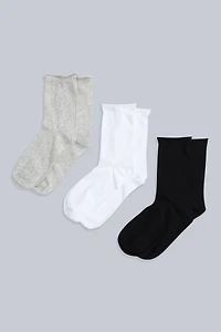 Isla Womens Roll Hem Mid Calf Socks- 3 Packs