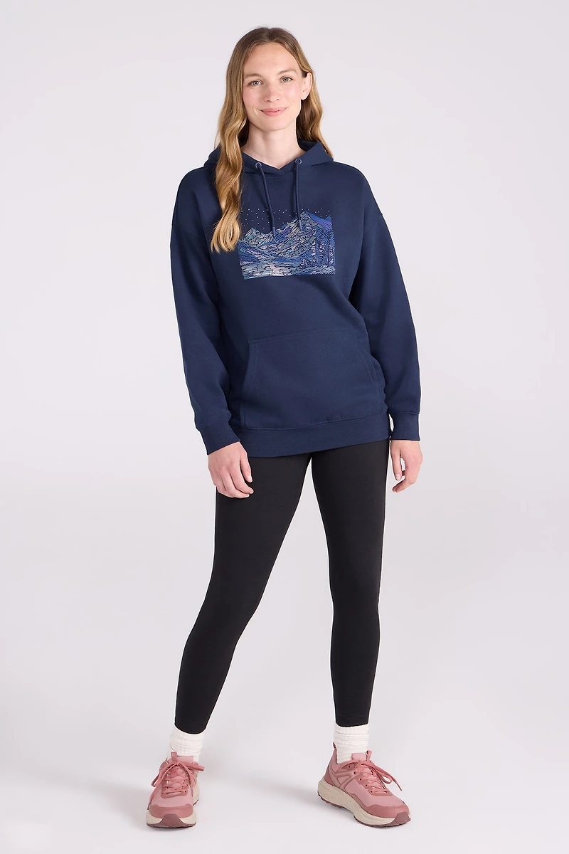 Printed Nightscape Womens Relaxed Fit Hoodie