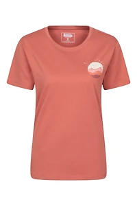 Printed Womens Mountain Bird Loose Fit T-Shirt