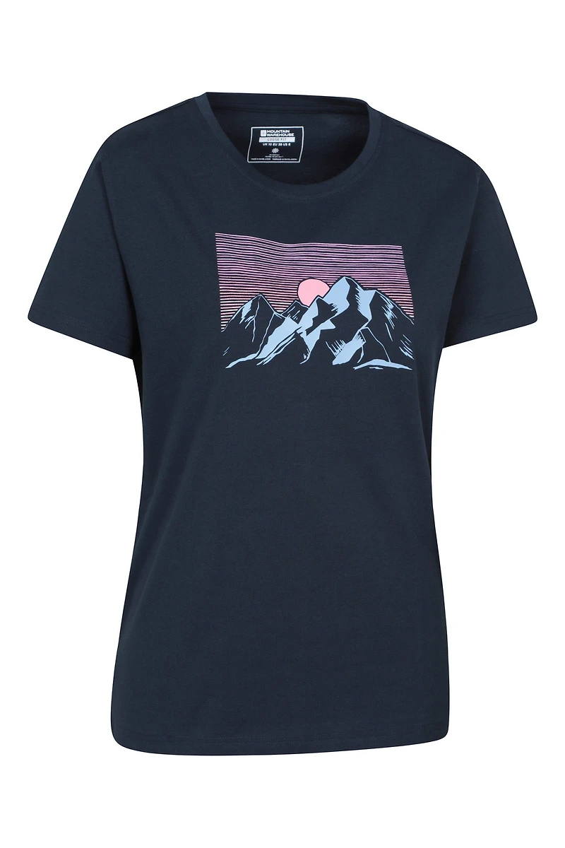 Printed Womens Tech Mountain Loose Fit T-Shirt