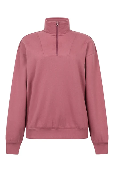 Naiper Womens Zip Neck Drop Shoulder Sweatshirt