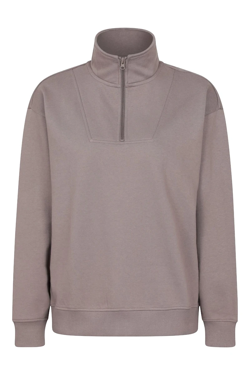 Naiper Womens Zip Neck Drop Shoulder Sweatshirt