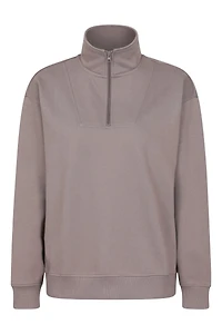 Naiper Womens Zip Neck Drop Shoulder Sweatshirt