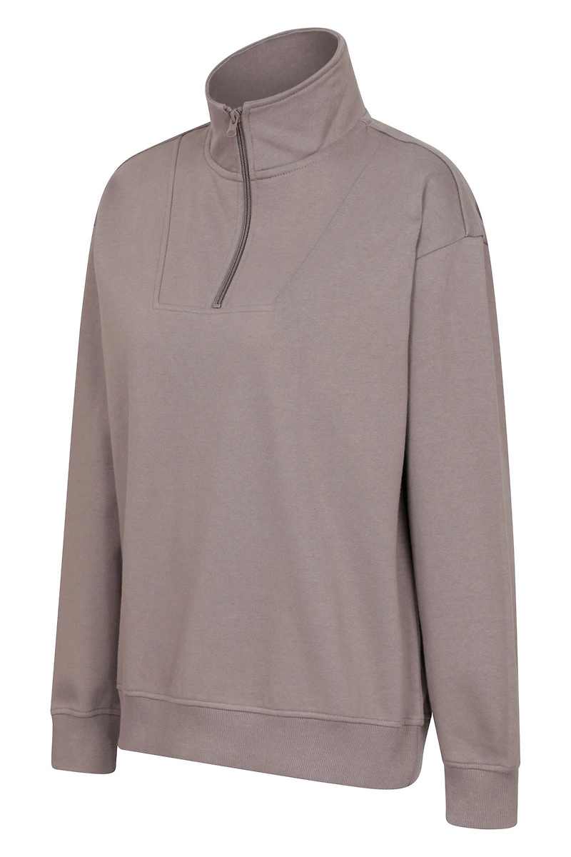 Naiper Womens Zip Neck Drop Shoulder Sweatshirt