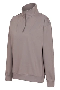 Naiper Womens Zip Neck Drop Shoulder Sweatshirt