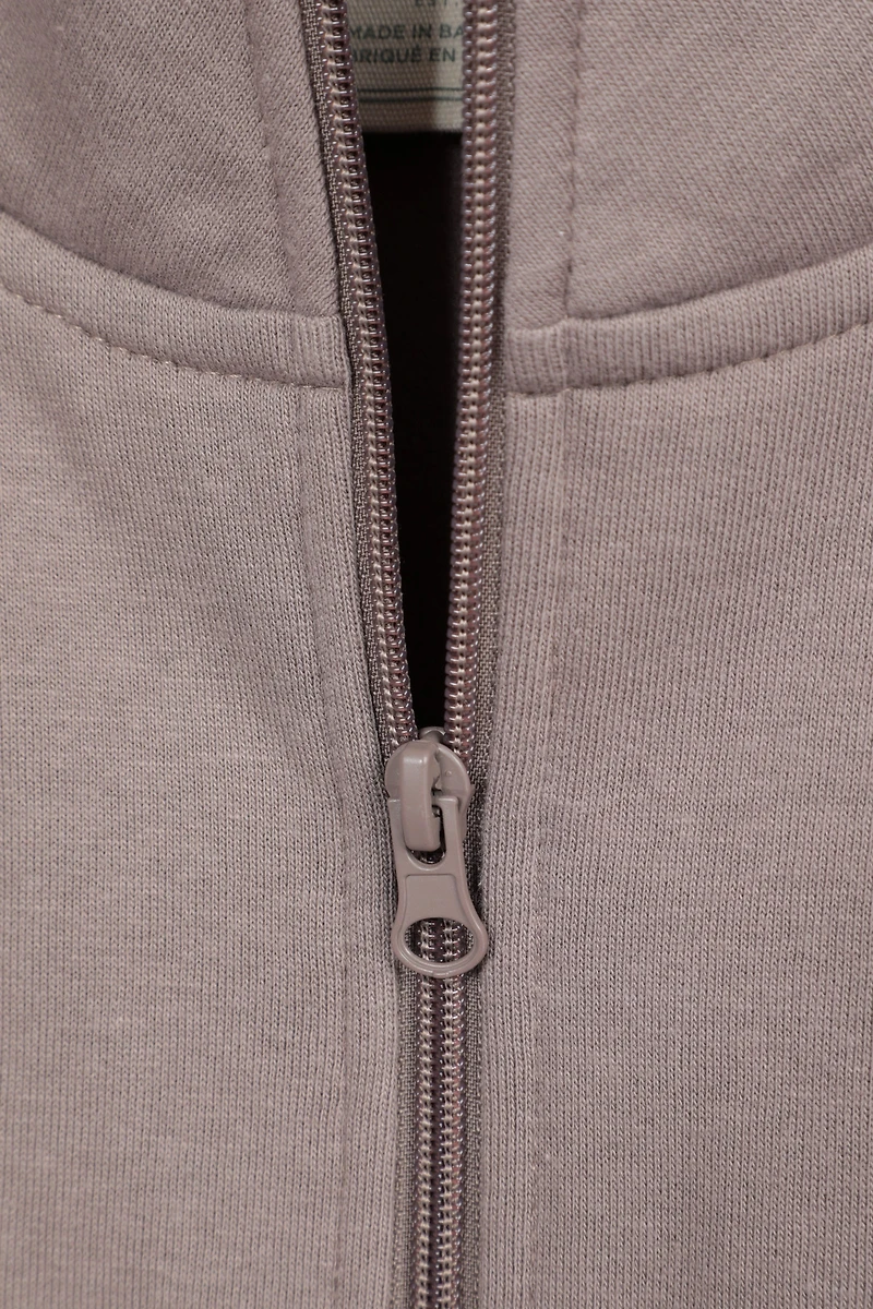 Naiper Womens Zip Neck Drop Shoulder Sweatshirt