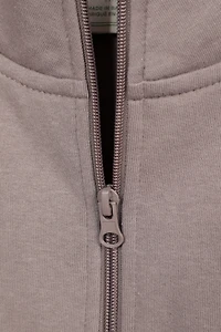 Naiper Womens Zip Neck Drop Shoulder Sweatshirt