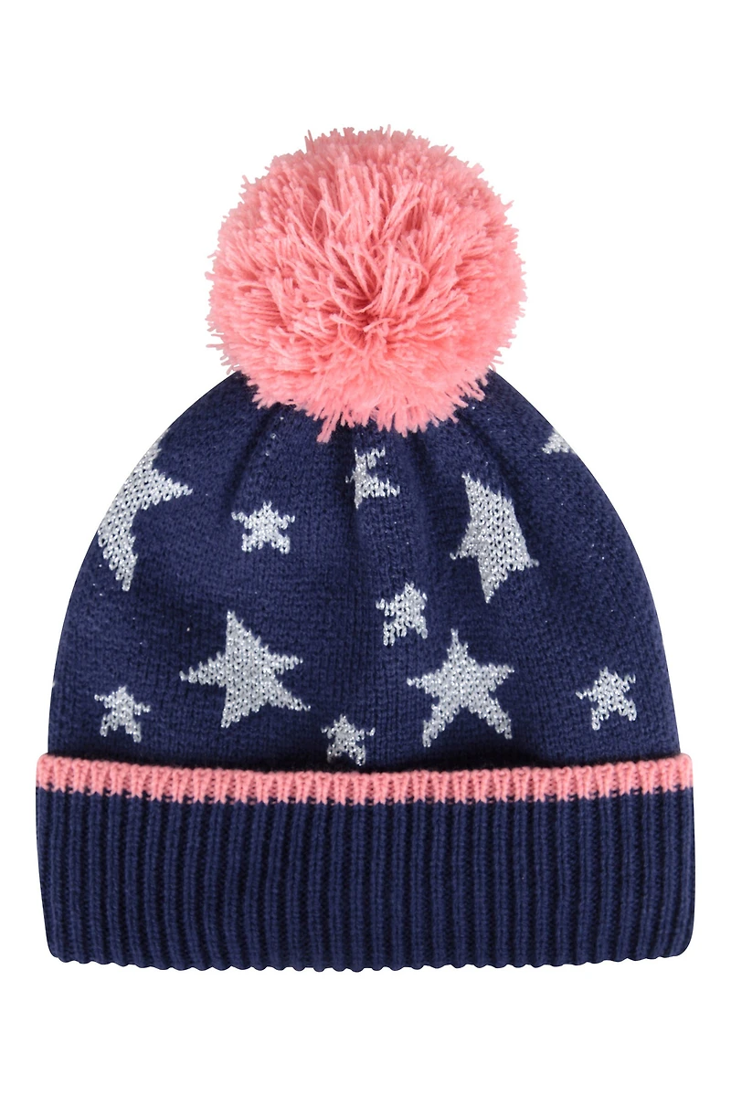 Star Kids Fleece Lined Pom Beanie