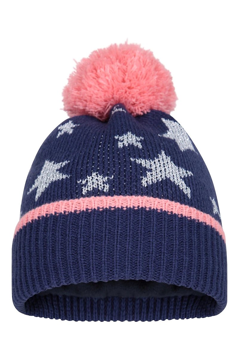 Star Kids Fleece Lined Pom Beanie
