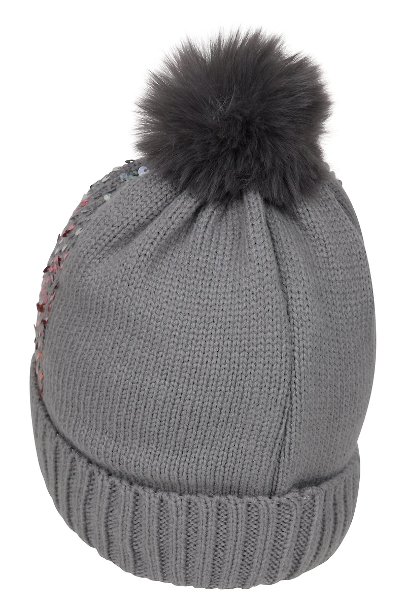 Sequin Kids Fleece Lined Pom Beanie