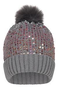 Sequin Kids Fleece Lined Pom Beanie
