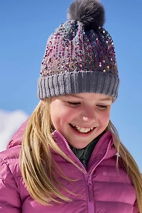Sequin Kids Fleece Lined Pom Beanie
