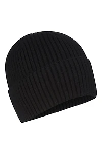 Isotherm Womens Fur Lined Ribbed Beanie