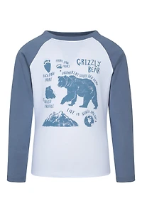Kids Grizzly Bear Long Sleeve Printed T-Shirt