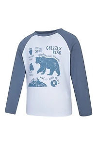 Kids Grizzly Bear Long Sleeve Printed T-Shirt