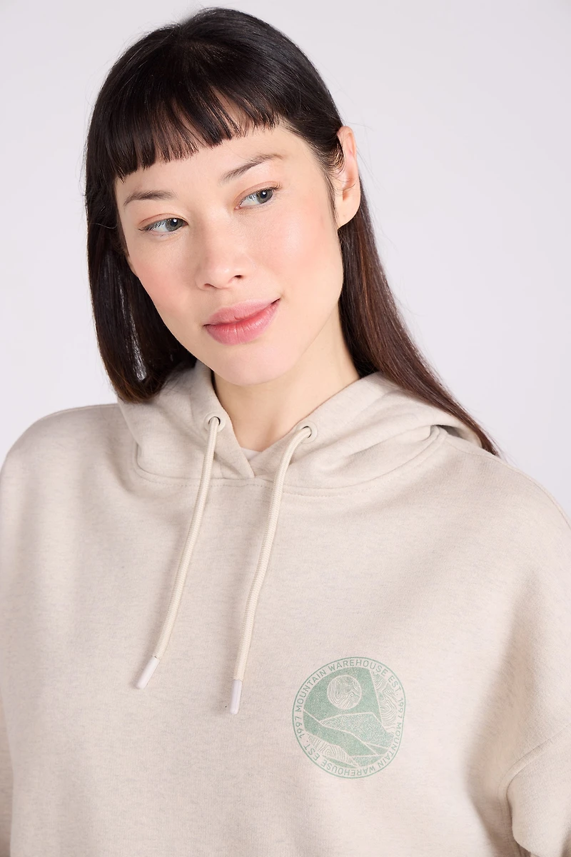 Printed Mountain Collage Womens Relaxed Fit Hoodie