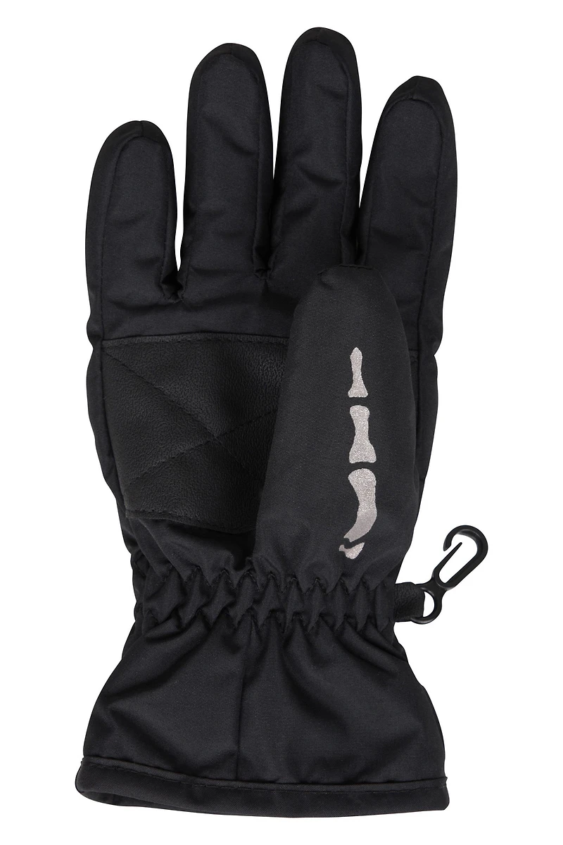 Kids Water Resistant Skeleton Print Gloves