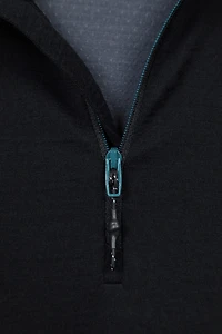Panelled Mens Merino Long Sleeve Zip Neck Top