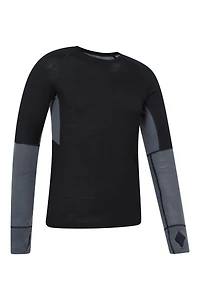 Panelled Mens Merino Longsleeve Round Neck Top