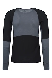 Panelled Mens Merino Longsleeve Round Neck Top