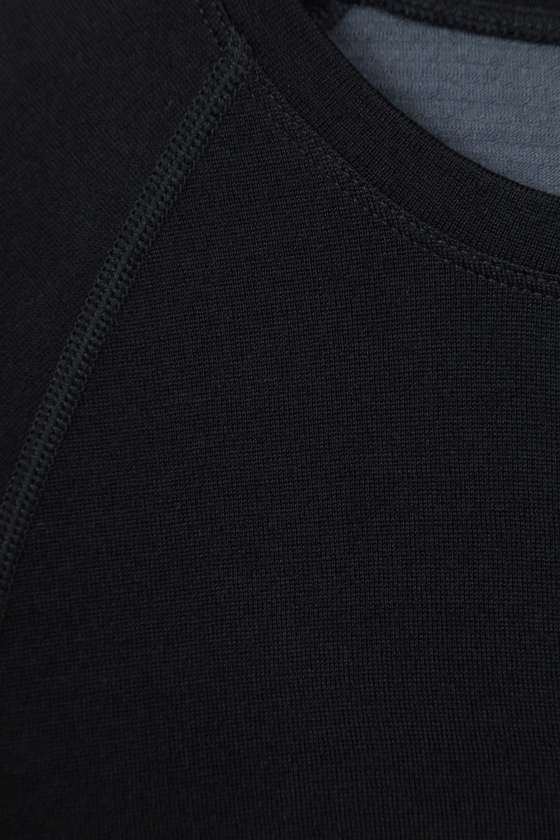 Panelled Mens Merino Longsleeve Round Neck Top