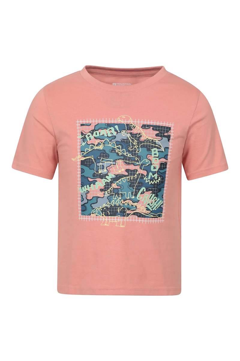 Dino Grid Kids Short Sleeve T-Shirt