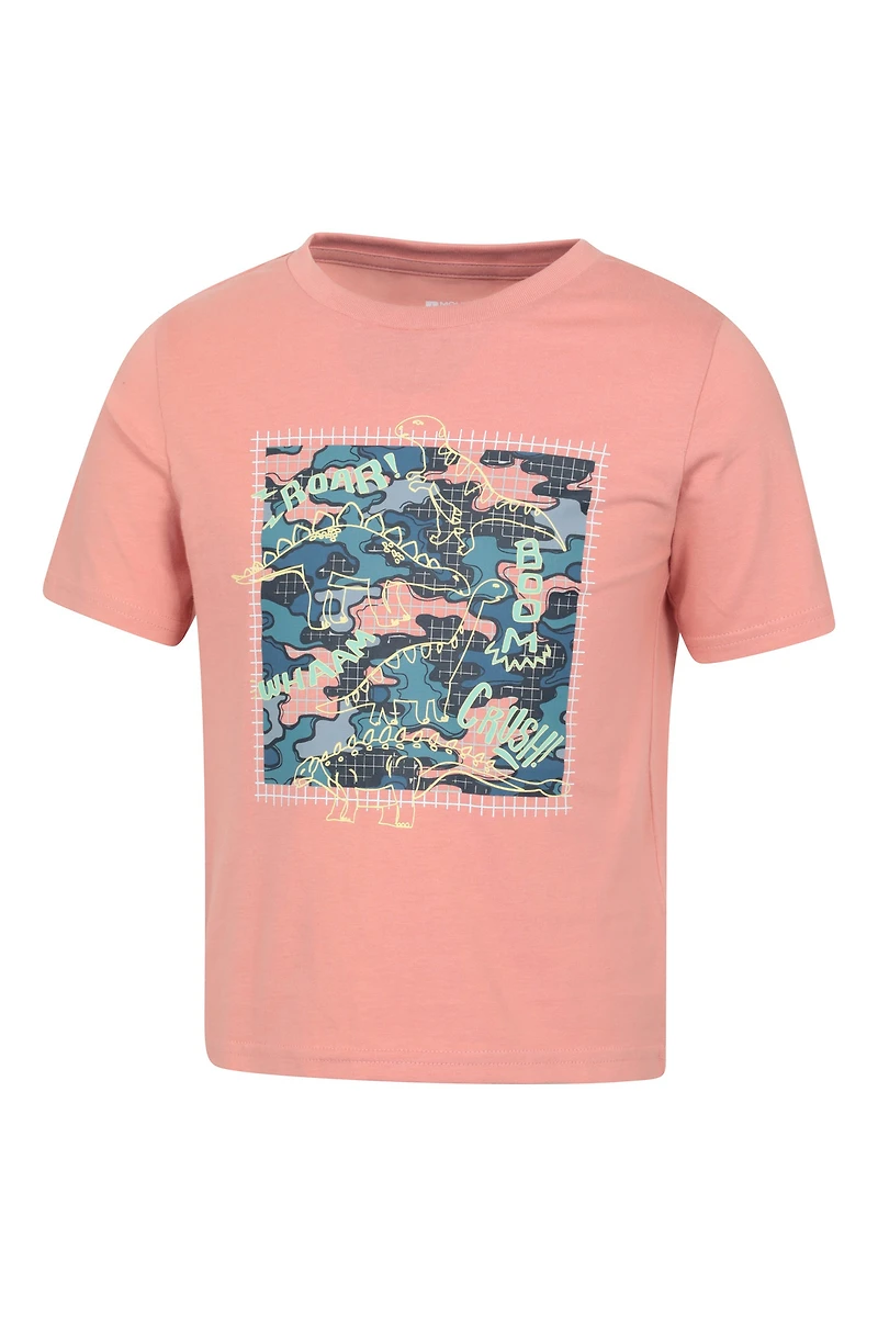 Dino Grid Kids Short Sleeve T-Shirt