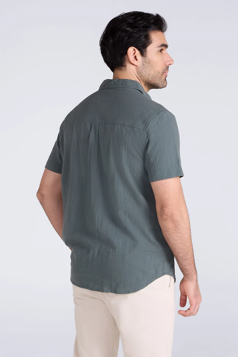 Palm Mens Textured Short Sleeve Shirt