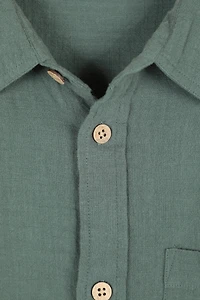 Palm Mens Textured Short Sleeve Shirt