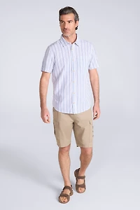 Derby Mens Stripe Cotton Short Sleeve Shirt