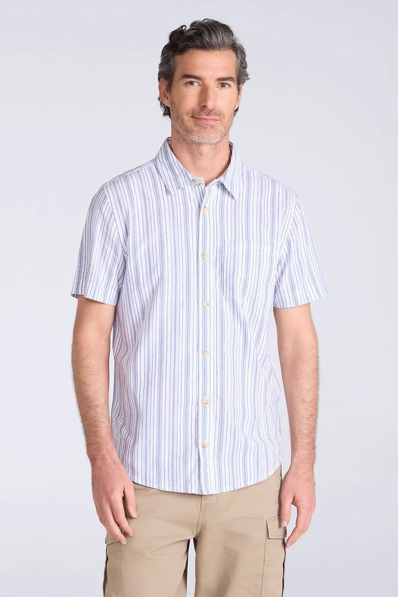 Derby Mens Stripe Cotton Short Sleeve Shirt