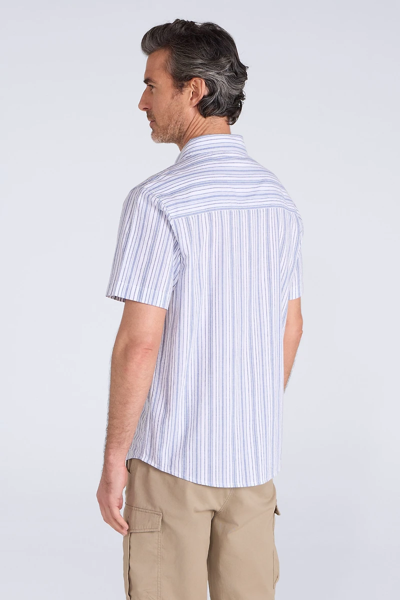 Derby Mens Stripe Cotton Short Sleeve Shirt