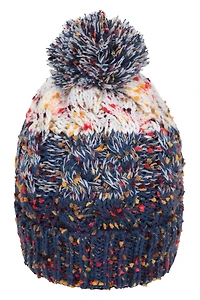 Nepped Womens Fleece Lined Pom Beanie