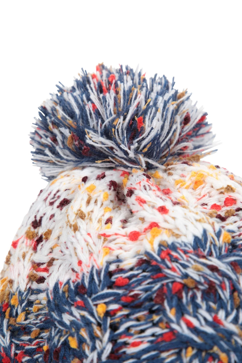 Nepped Womens Fleece Lined Pom Beanie