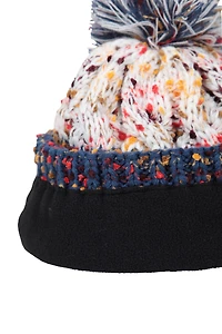 Nepped Womens Fleece Lined Pom Beanie