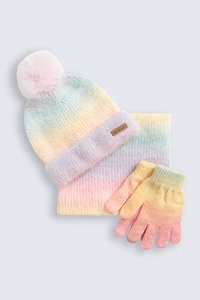 Animal Kids Rainbow Lined Hat Snood Glove Set