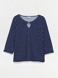 Petite Three-Quarter Sleeve Top with Metal Hardware
