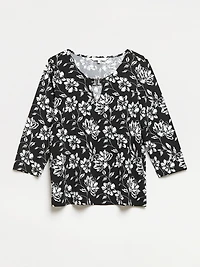 Three-Quarter Sleeve Top with Metal Hardware