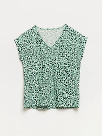 Relaxed Sage Floral V-neck T-Shirt