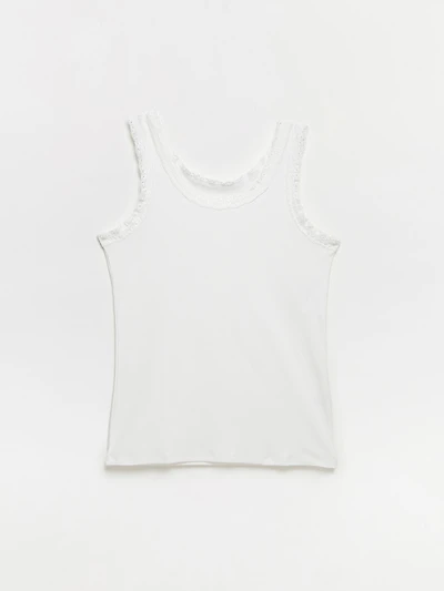 Stretch-Cotton Tank with Lace Trim
