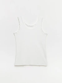 Stretch-Cotton Tank with Lace Trim