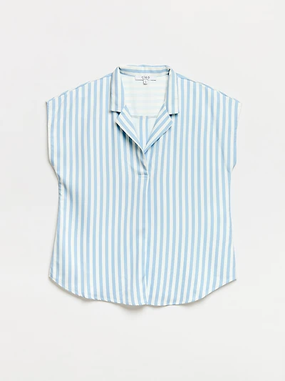 Petite Relaxed Back Button Blouse