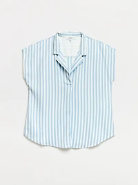 Petite Relaxed Back Button Blouse