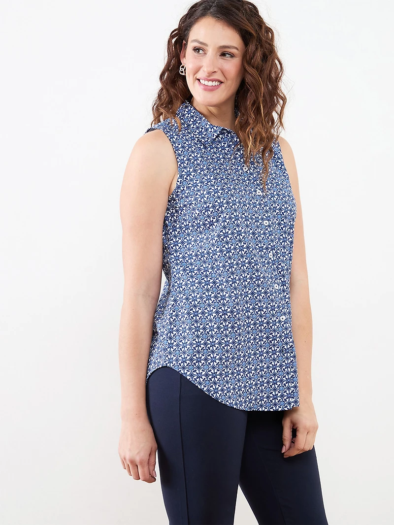 Sleeveless Collared Blouse