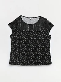 Relaxed Fit Lace Yoke Top
