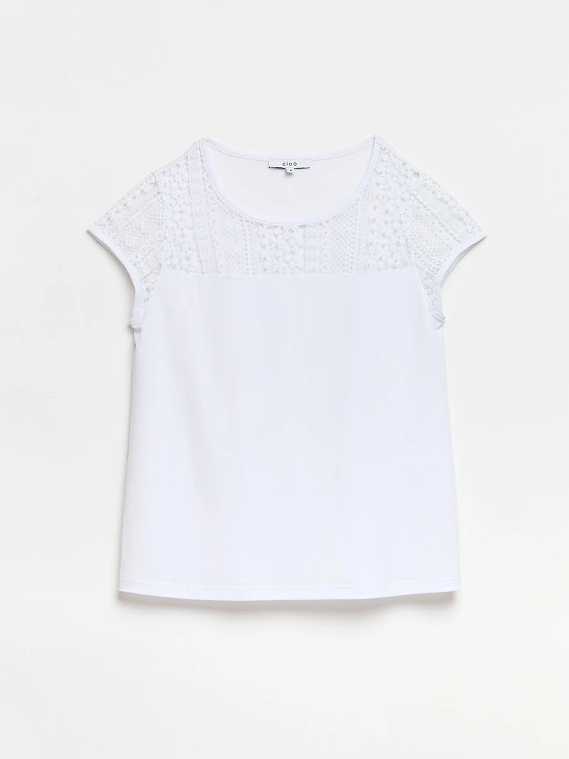 Lace Yoke Top White